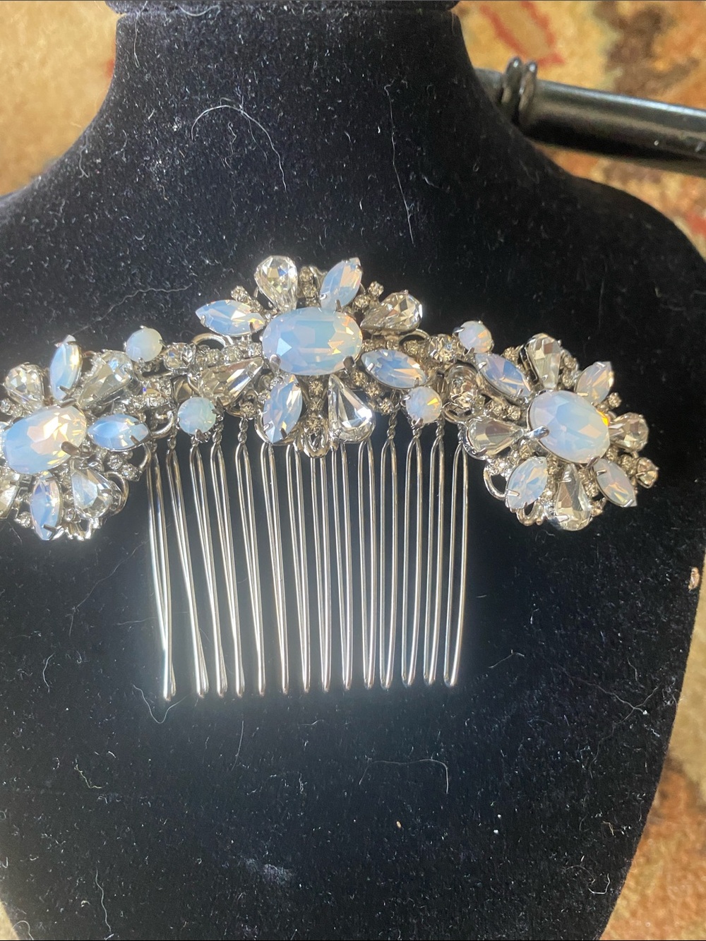 Opalescent Crystal Floral Hair Comb